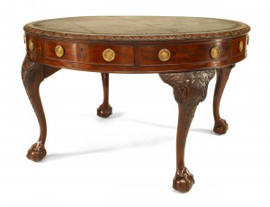 English chippendale mahogany leather center table