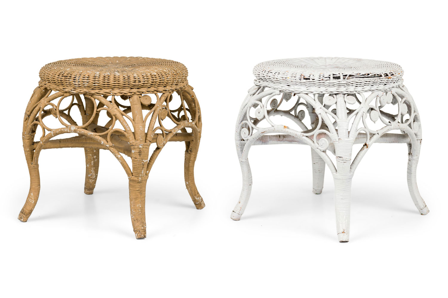 American victorian wicker low stools