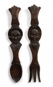 African carved fork and spoon plaques