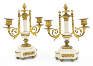 French louis xvi style marble and bronze candelabras