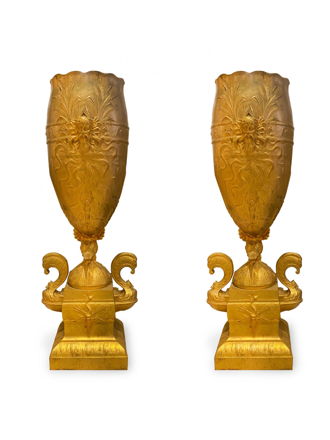 Pair of french victorian fugere gilt bronze vases 1