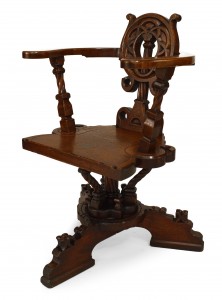 English arts and crafts oak swivel chair