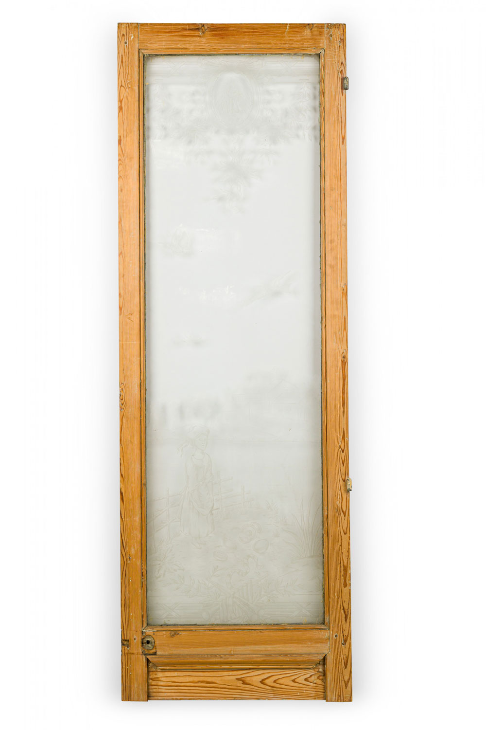 French louis xvi pine and etched glass door