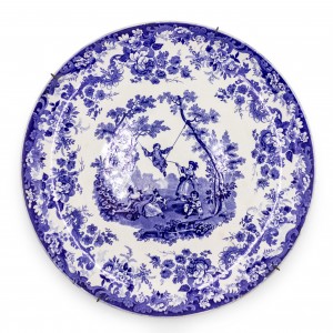 English victorian ceramic floral charger plate
