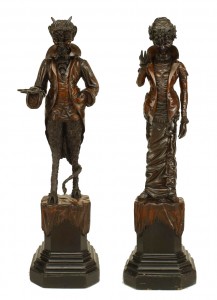 Renaissance walnut devil figures