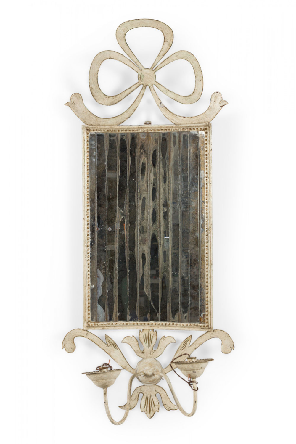 French victorian tole silvered bow wall mirror