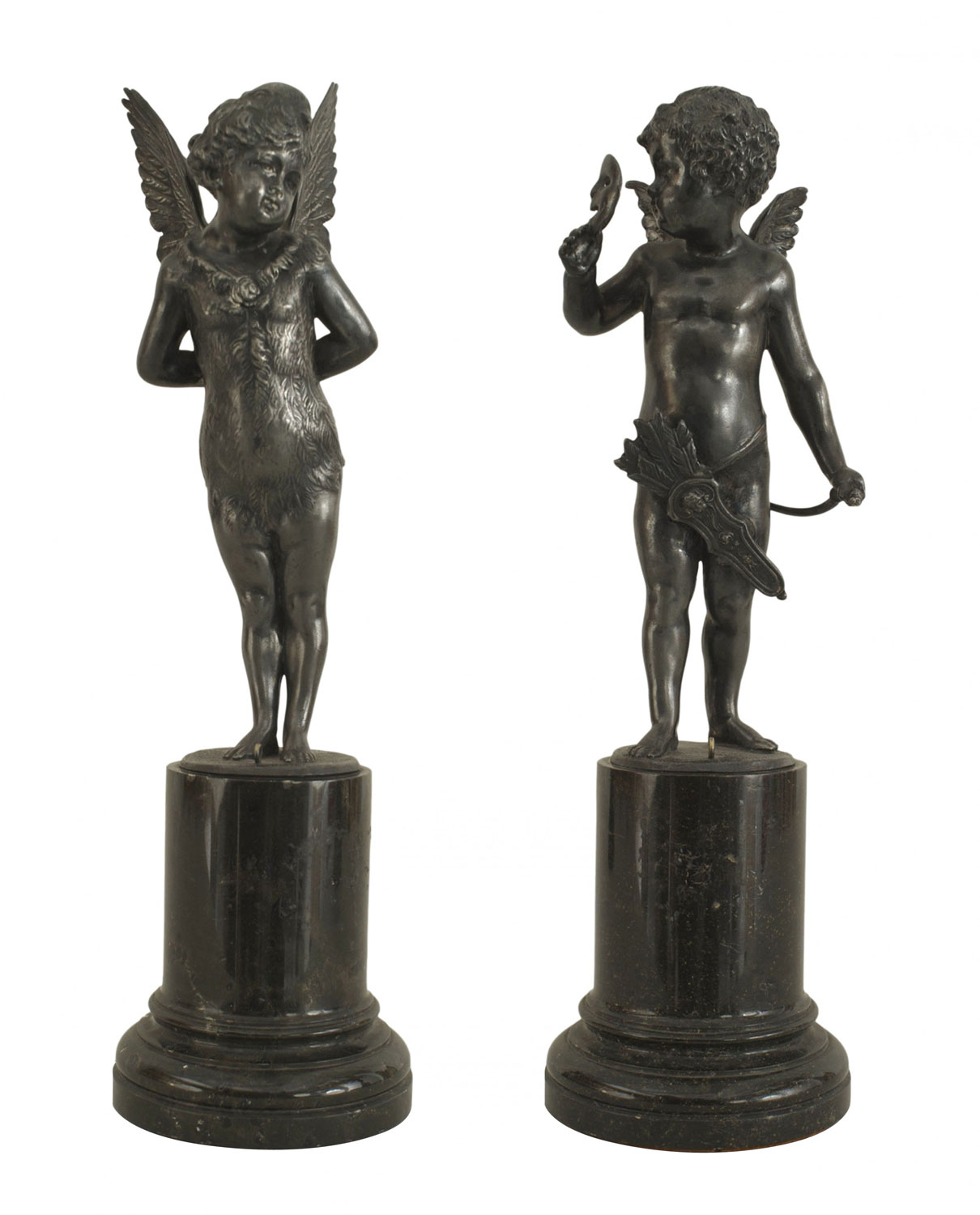 French victorian silver cupid figures