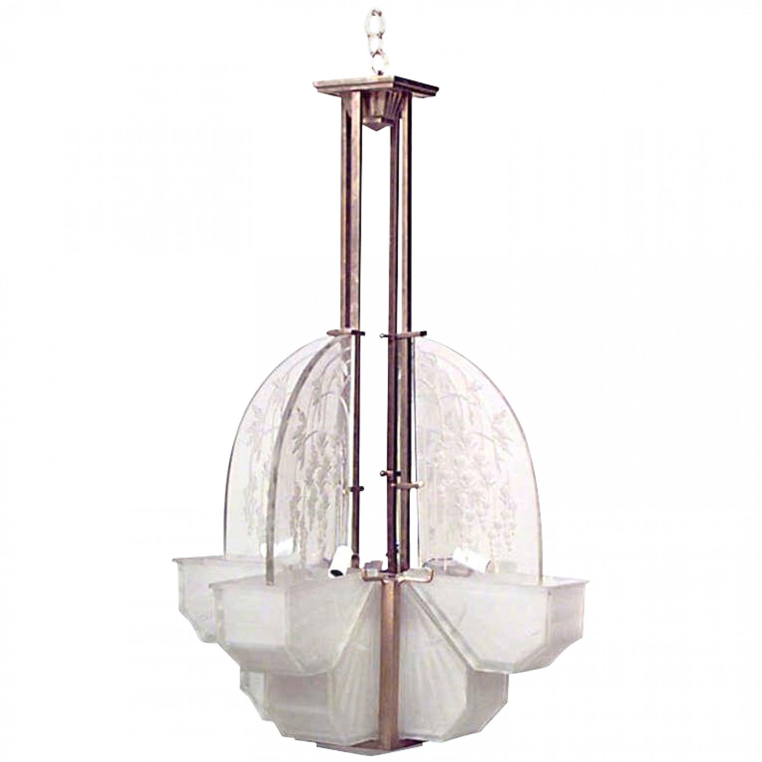 French art deco frosted glass chandelier 1