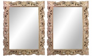 Italian rococo style bleached carved wall mirrors