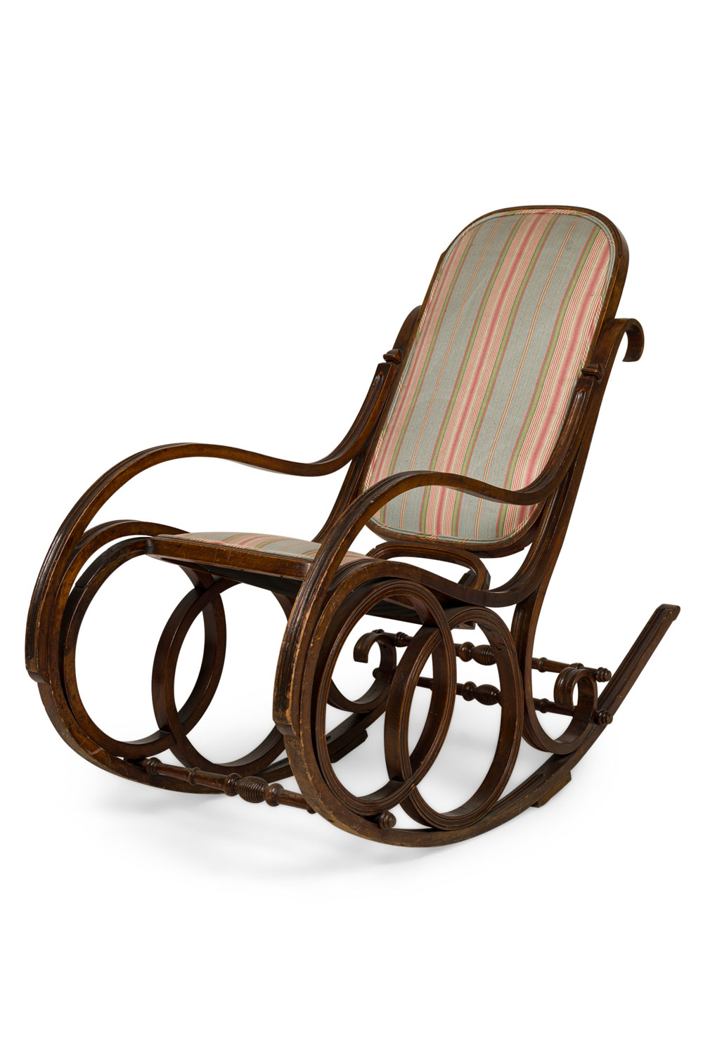 Bentwood striped rocking chair