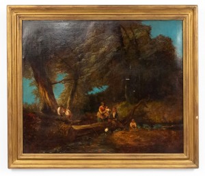 Oil landscape of figures in a forest 1