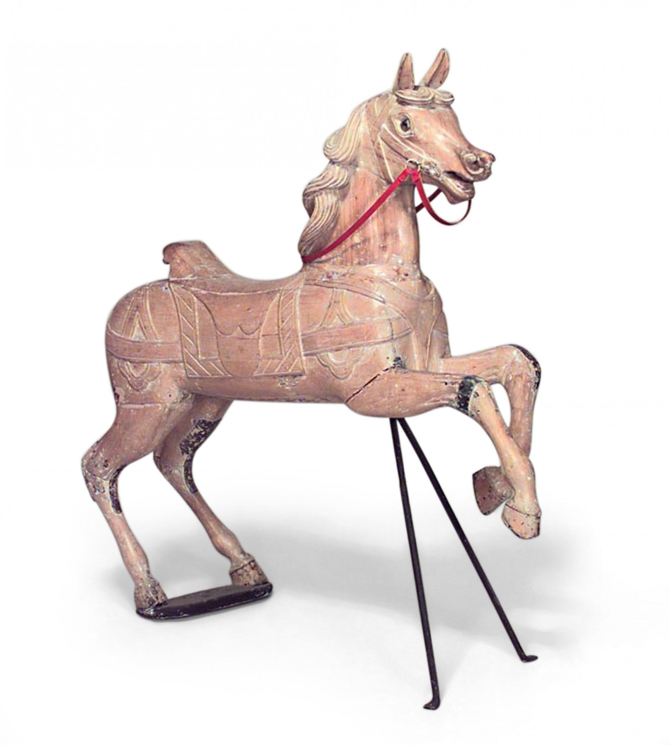 Carousel style pine horse figures