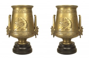 Pair of french greek revival bronze vases 1