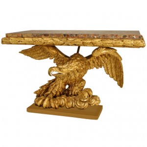 Continental marble and gilt eagle console table