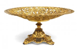 Italian neoclassic bronze dore filigree compote