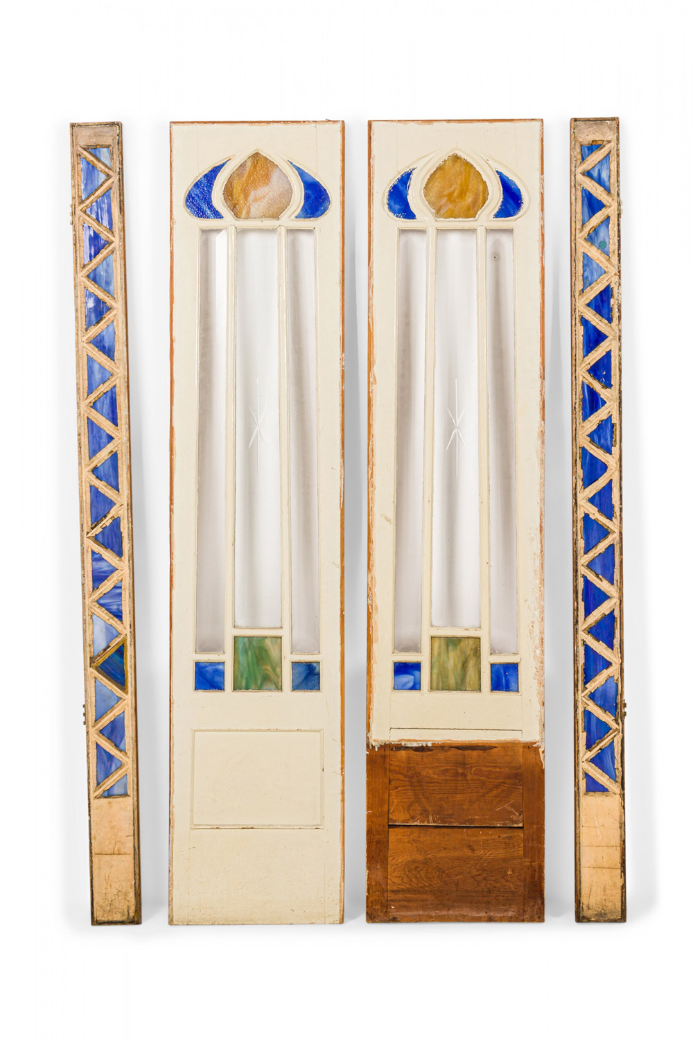 English arts crafts stained glass and wood doors