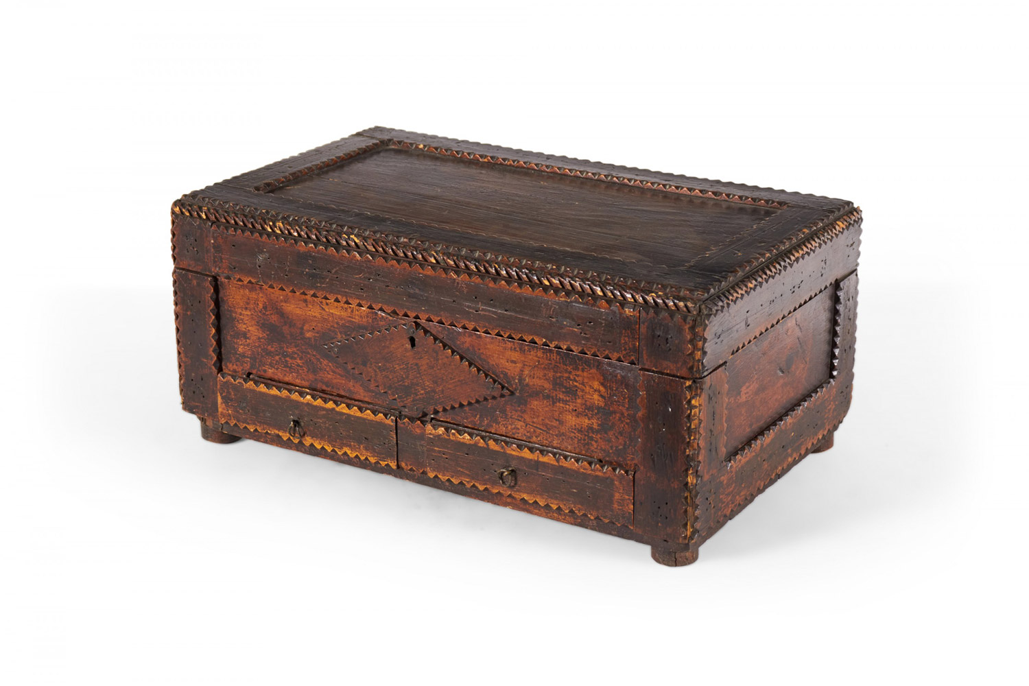 American tramp art wooden box