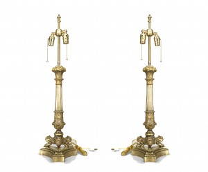 French louis xvi style bronze table lamps