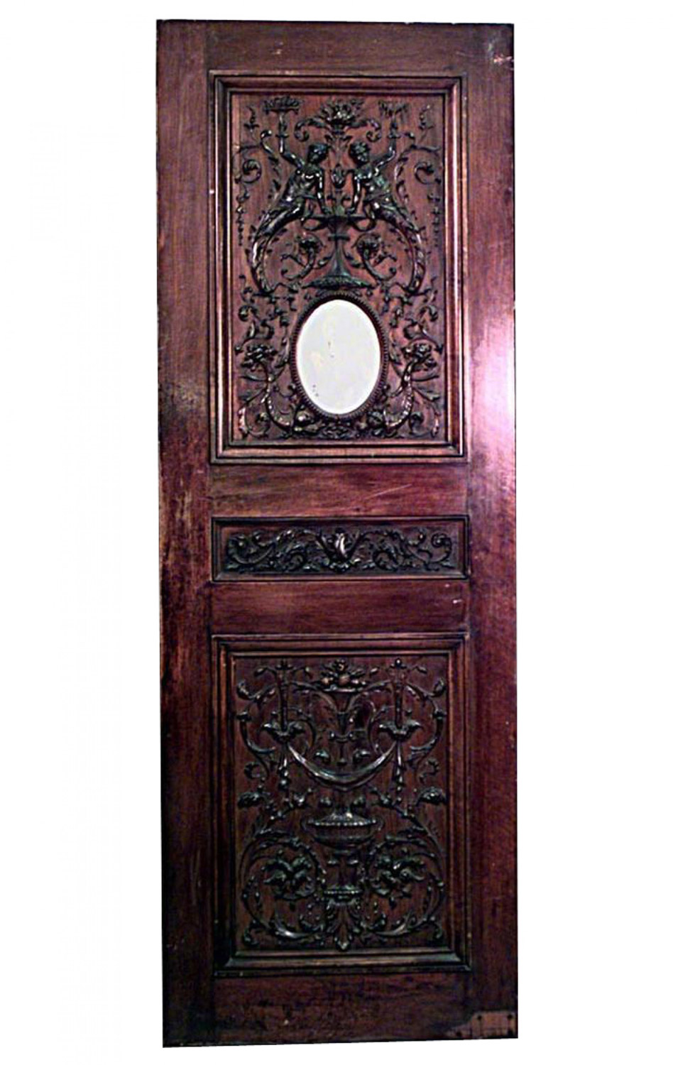 Italian renaissance carved walnut door