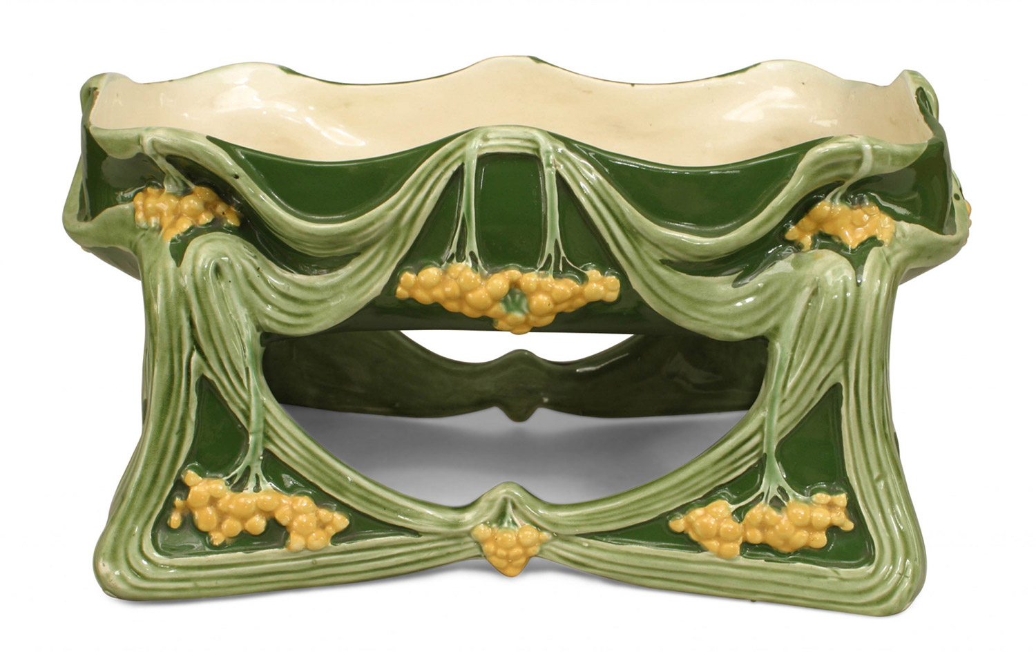 French art nouveau green porcelain centerpiece