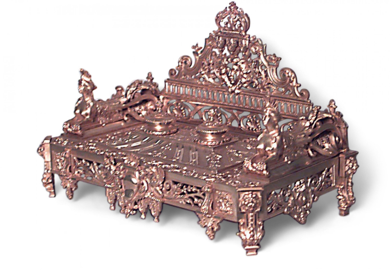 French empire bronze dore double inkwell