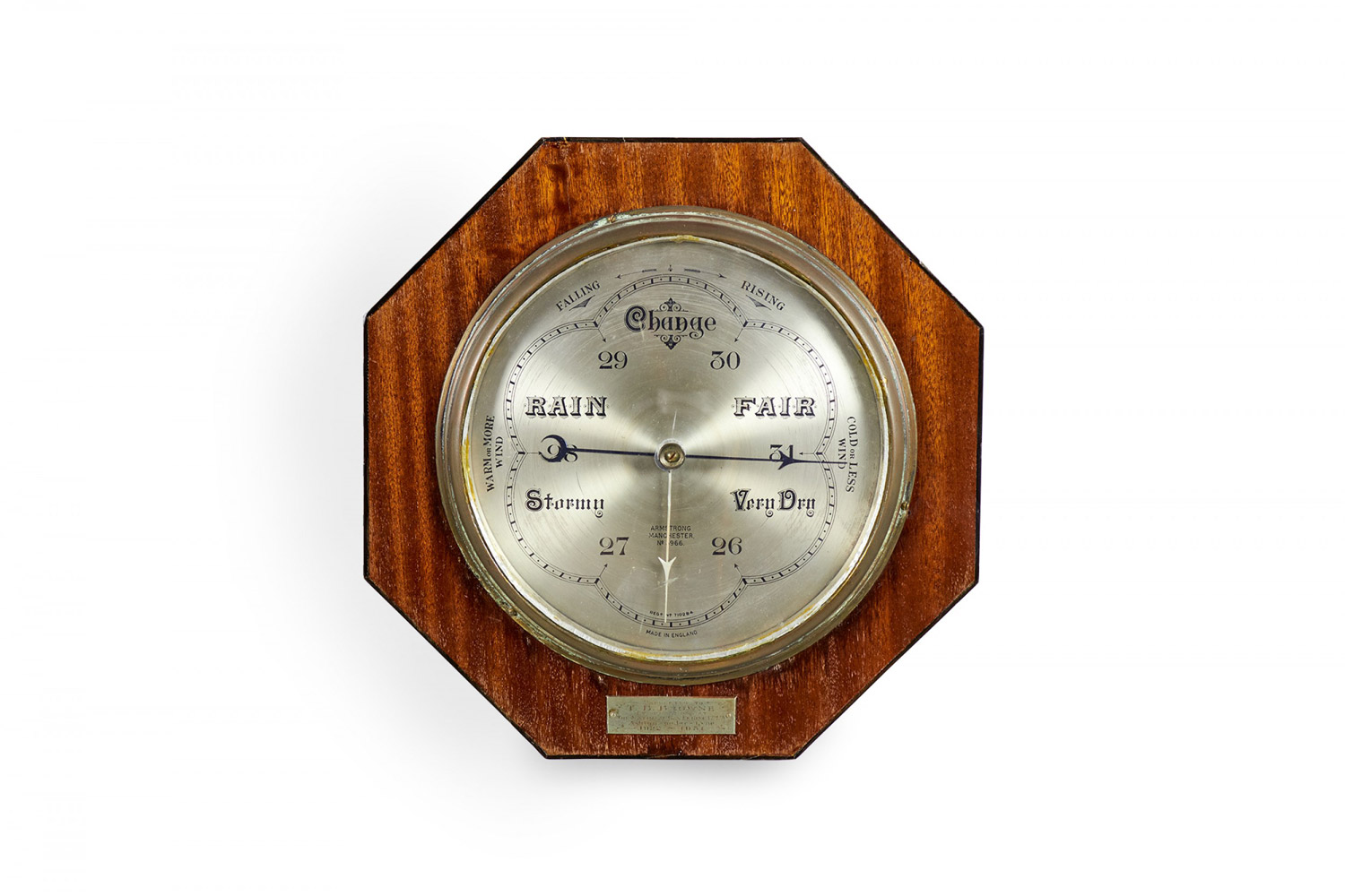 English wood octagonal barometer