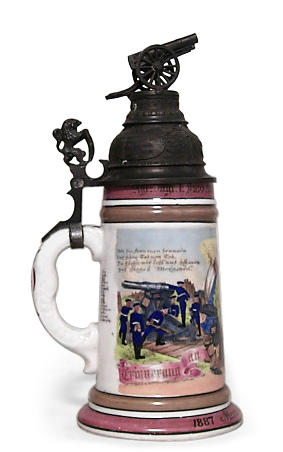 German porcelain and pewter beer stein 2
