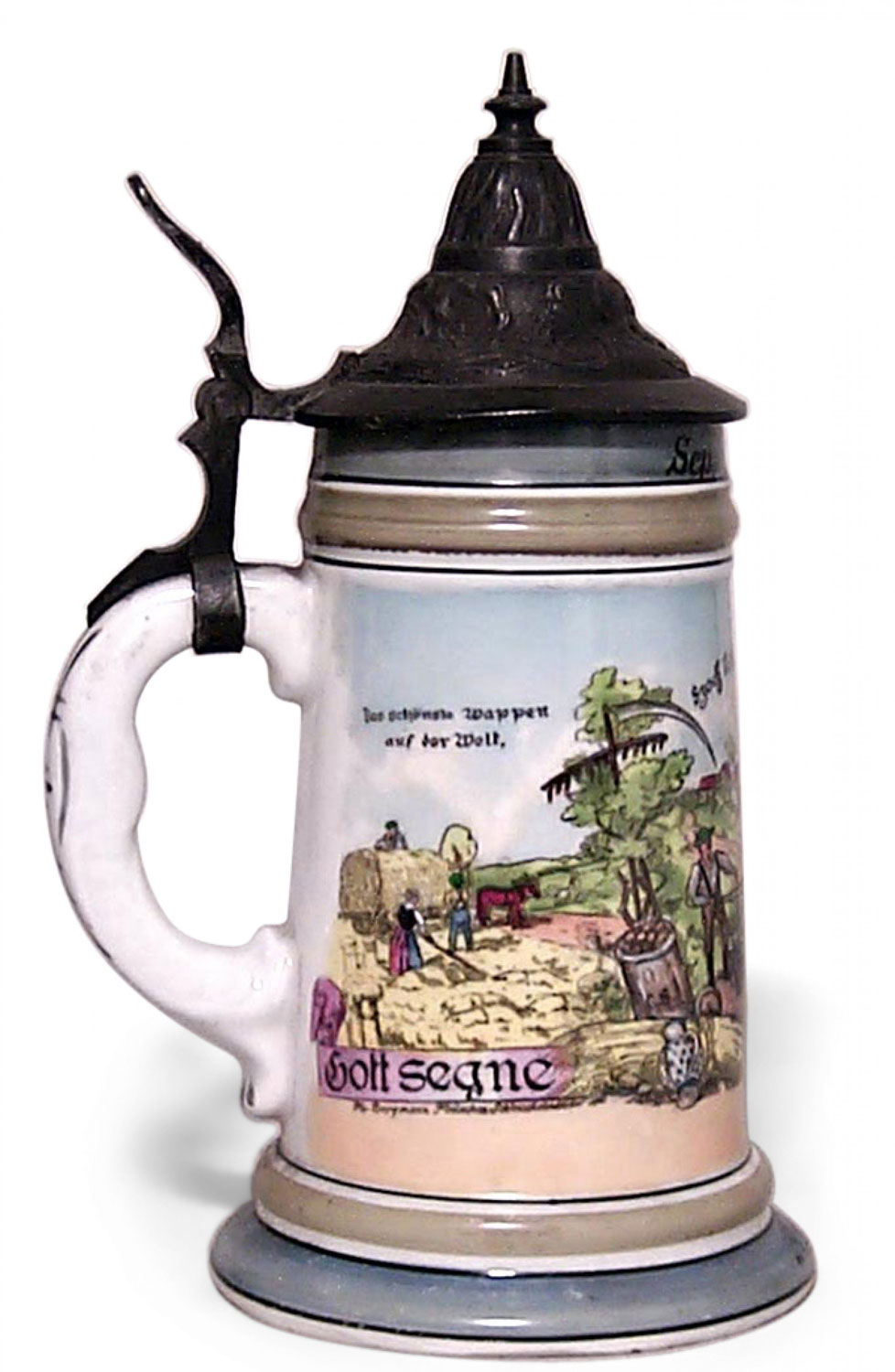 German porcelain and pewter beer stein 5