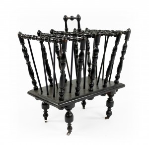 Victorian ebonized spool canterbury