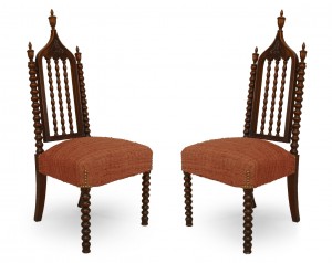 American gothic revival mahogany side chairs