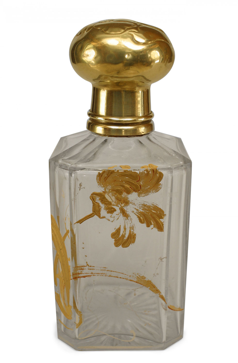 French ar nouveau gilt crystal perfume bottle