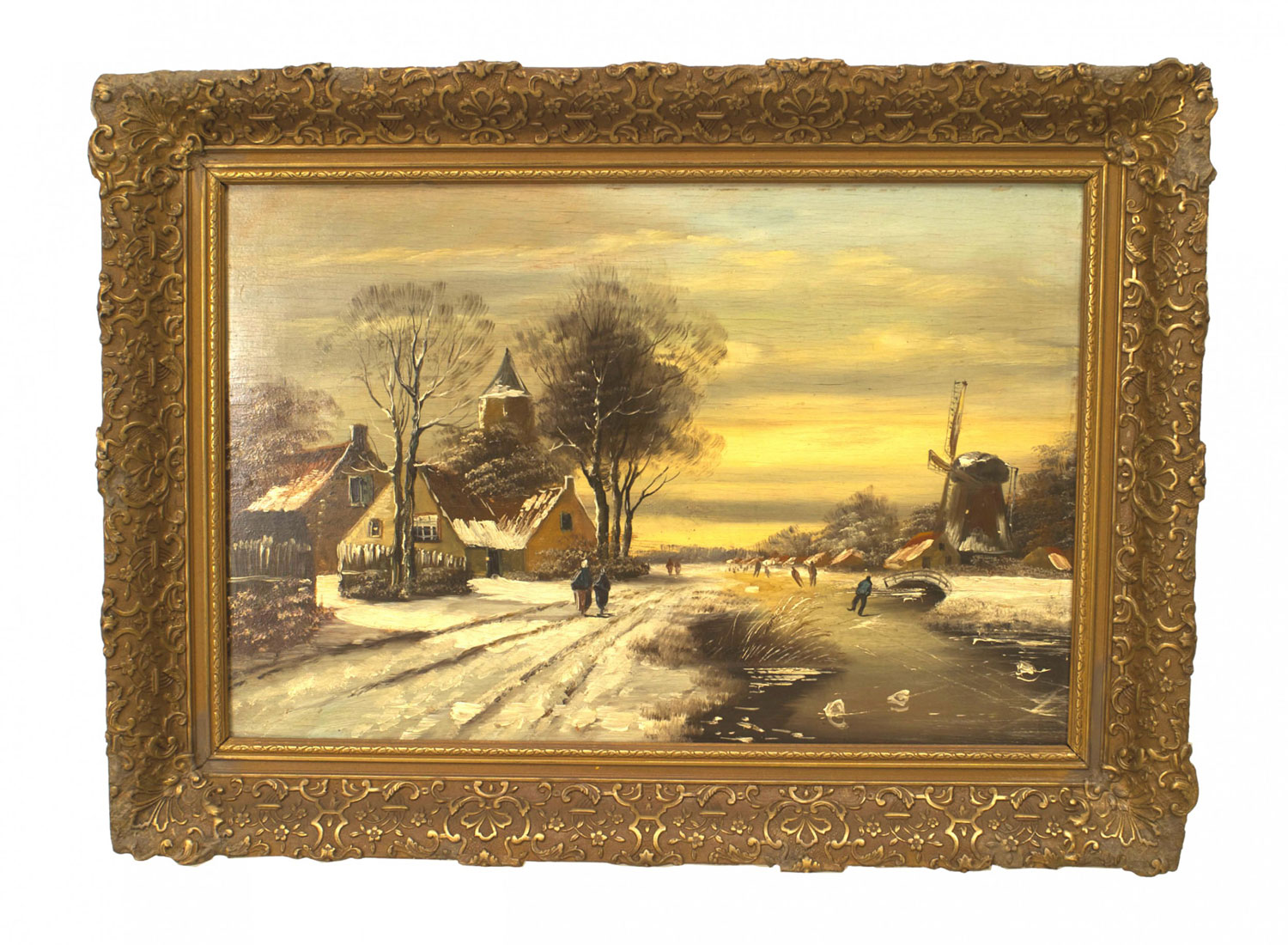Continental dutch landscape of winter scene