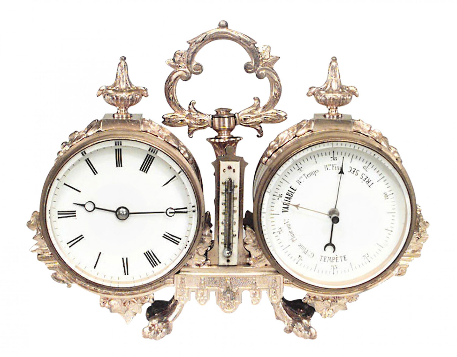 French victorian bronze desk clock