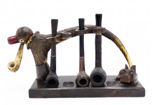 English victorian horn and wood pipe rack 1