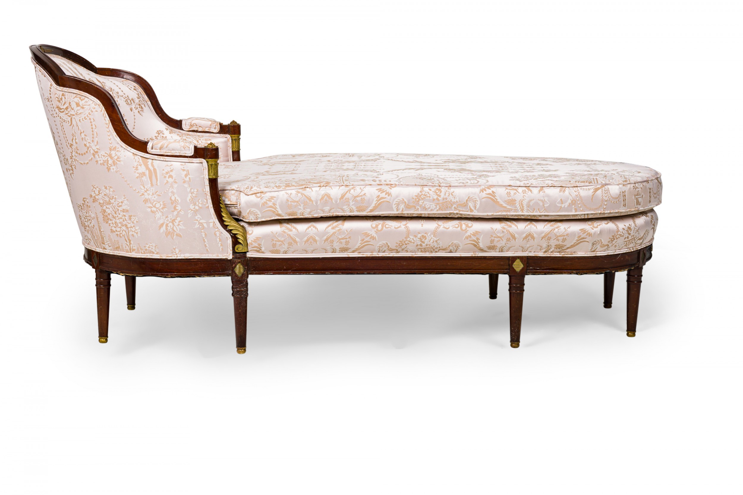 French empire Style mahogany pink chaise 1