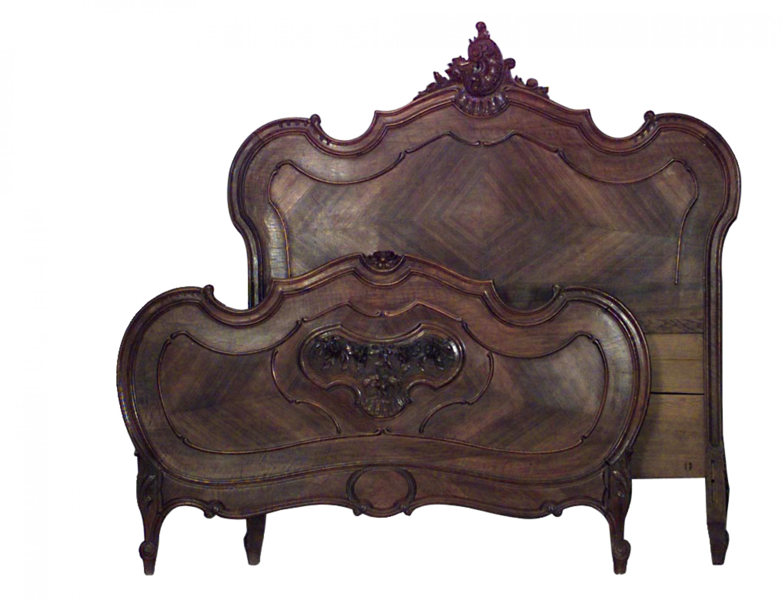 French louis xv provincial style walnut full bed 3