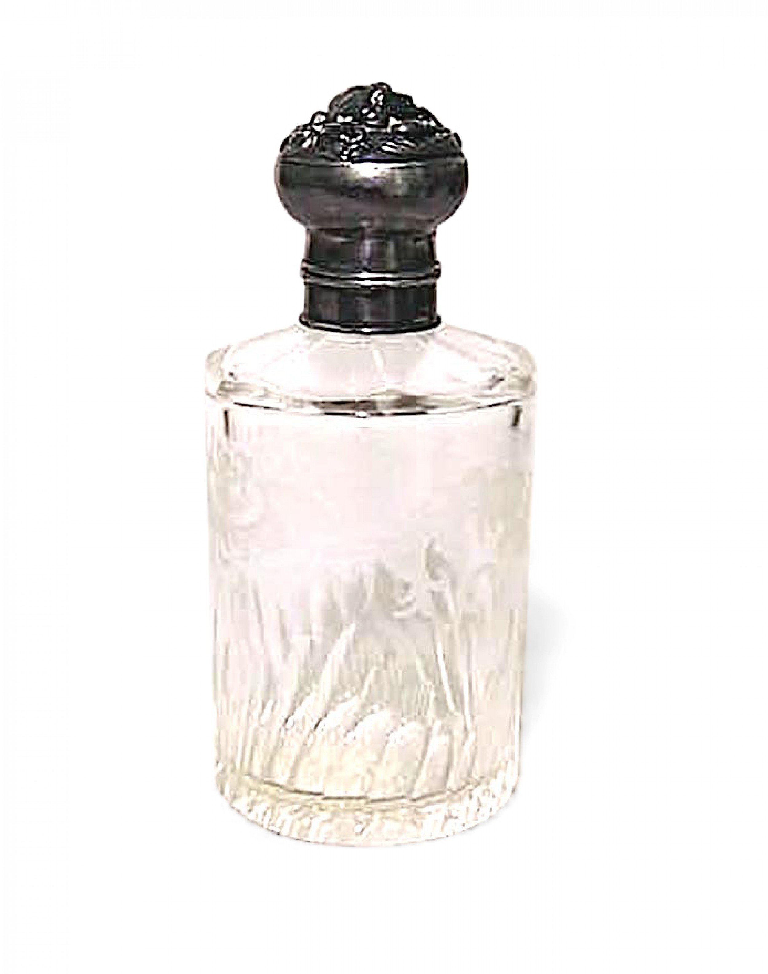 French art nouveau etched crystal perfume bottle