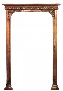 French art nouveau walnut bookshelf archway