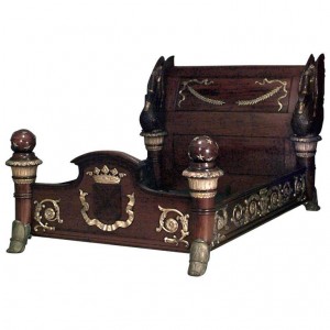 French empire mahogany and bronze queen bed
