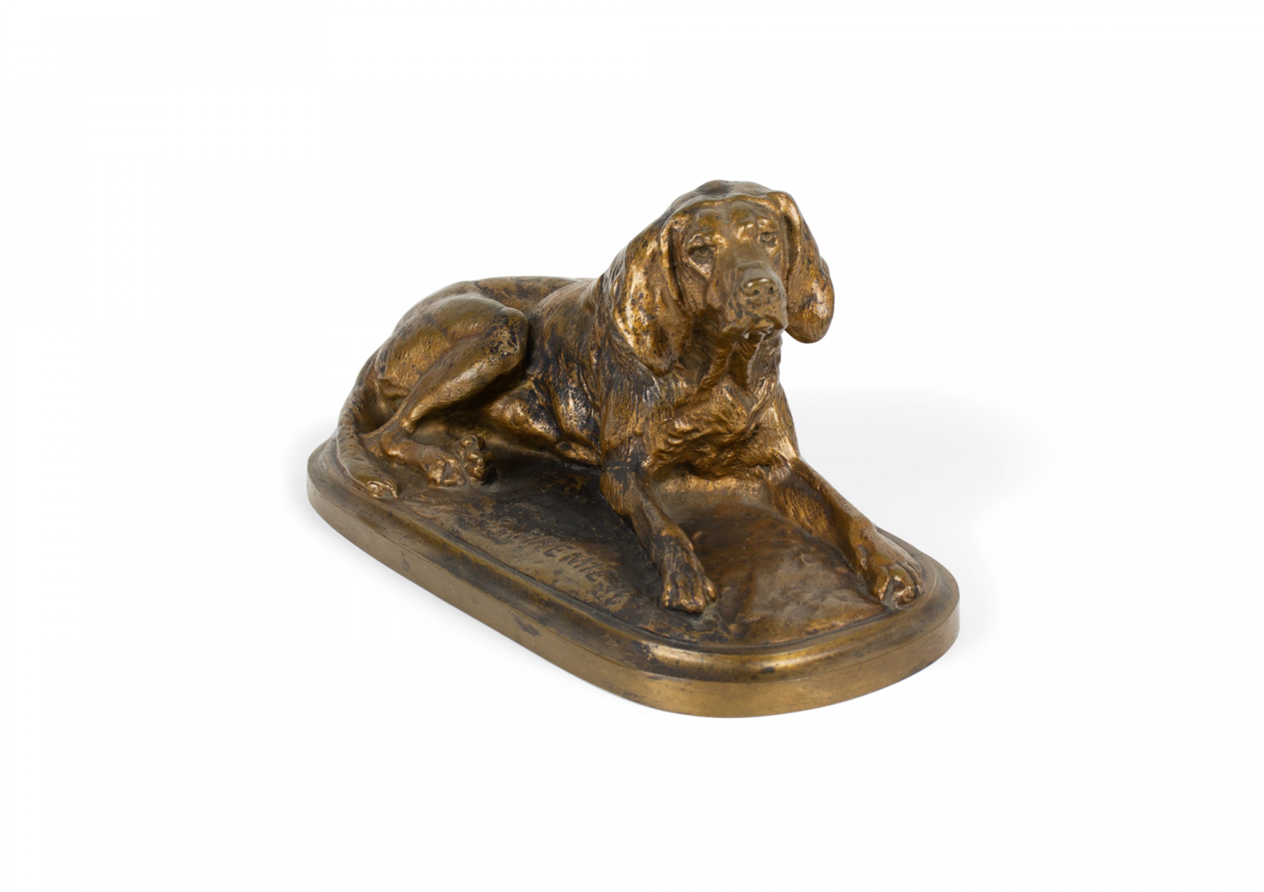 Fremiet bronze reclining dog