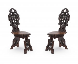 Rustic black forest walnut side chairs 1