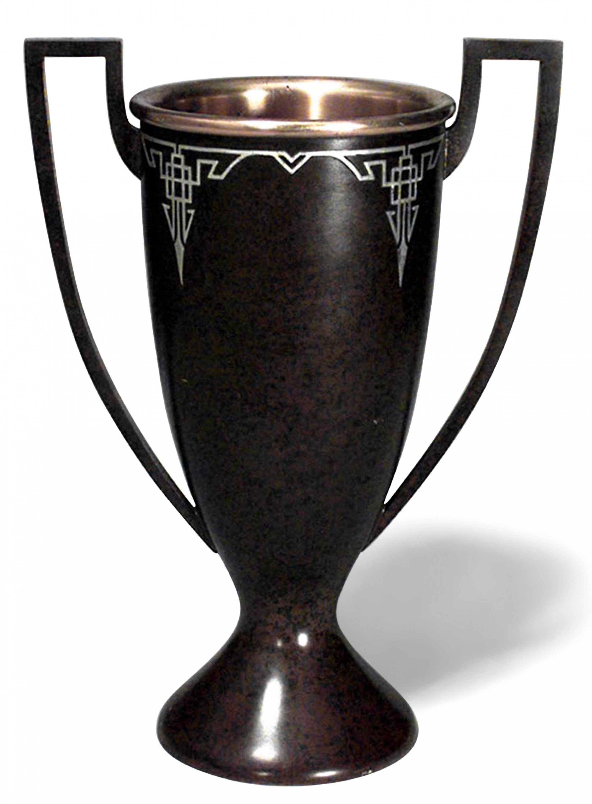 American mission heintz art metal bronze patinated vase