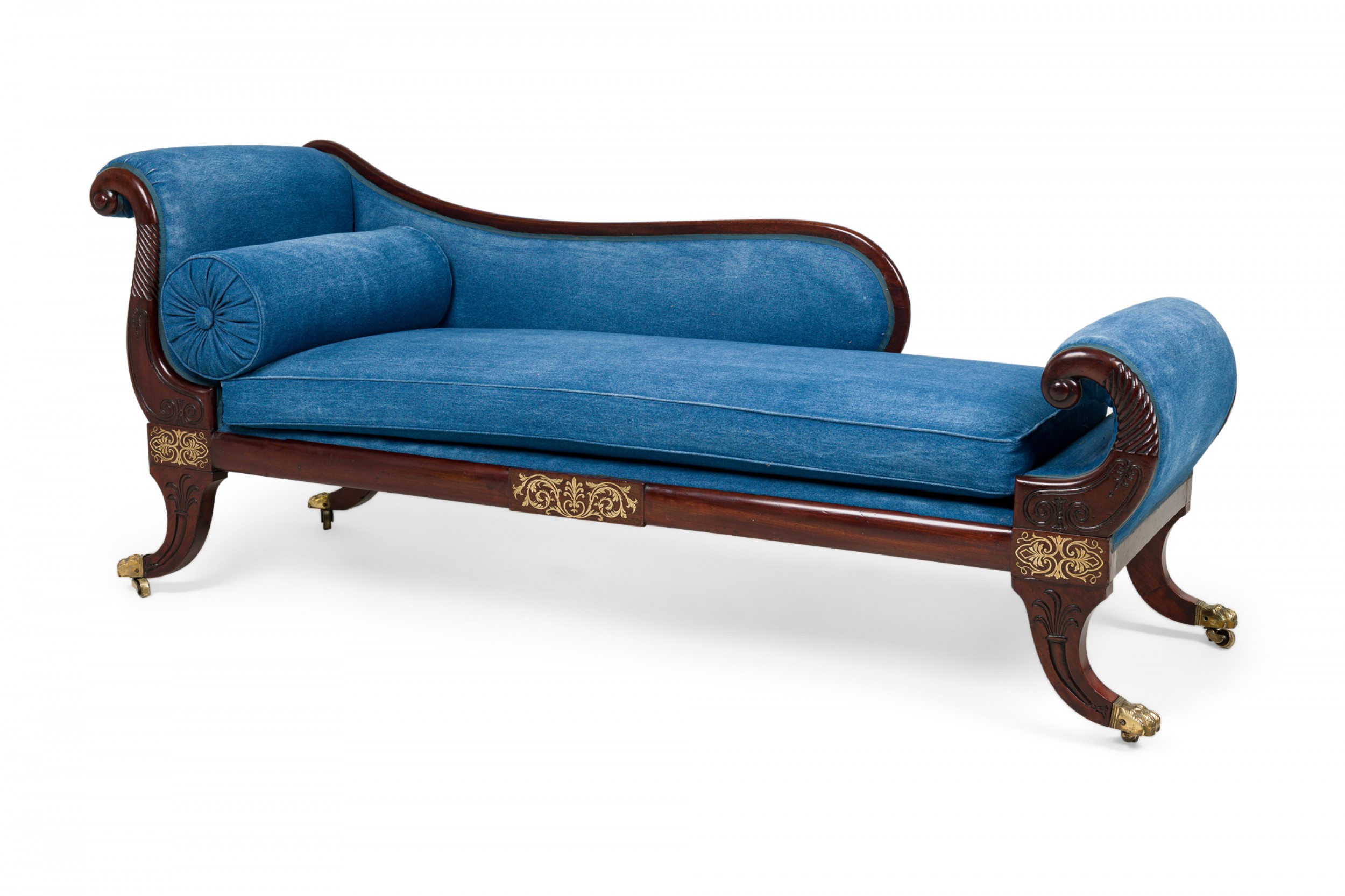 English regency maroon gold star recamier