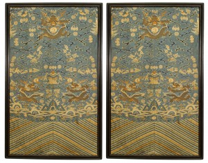 Chinese black framed embroidery wall hanging 1