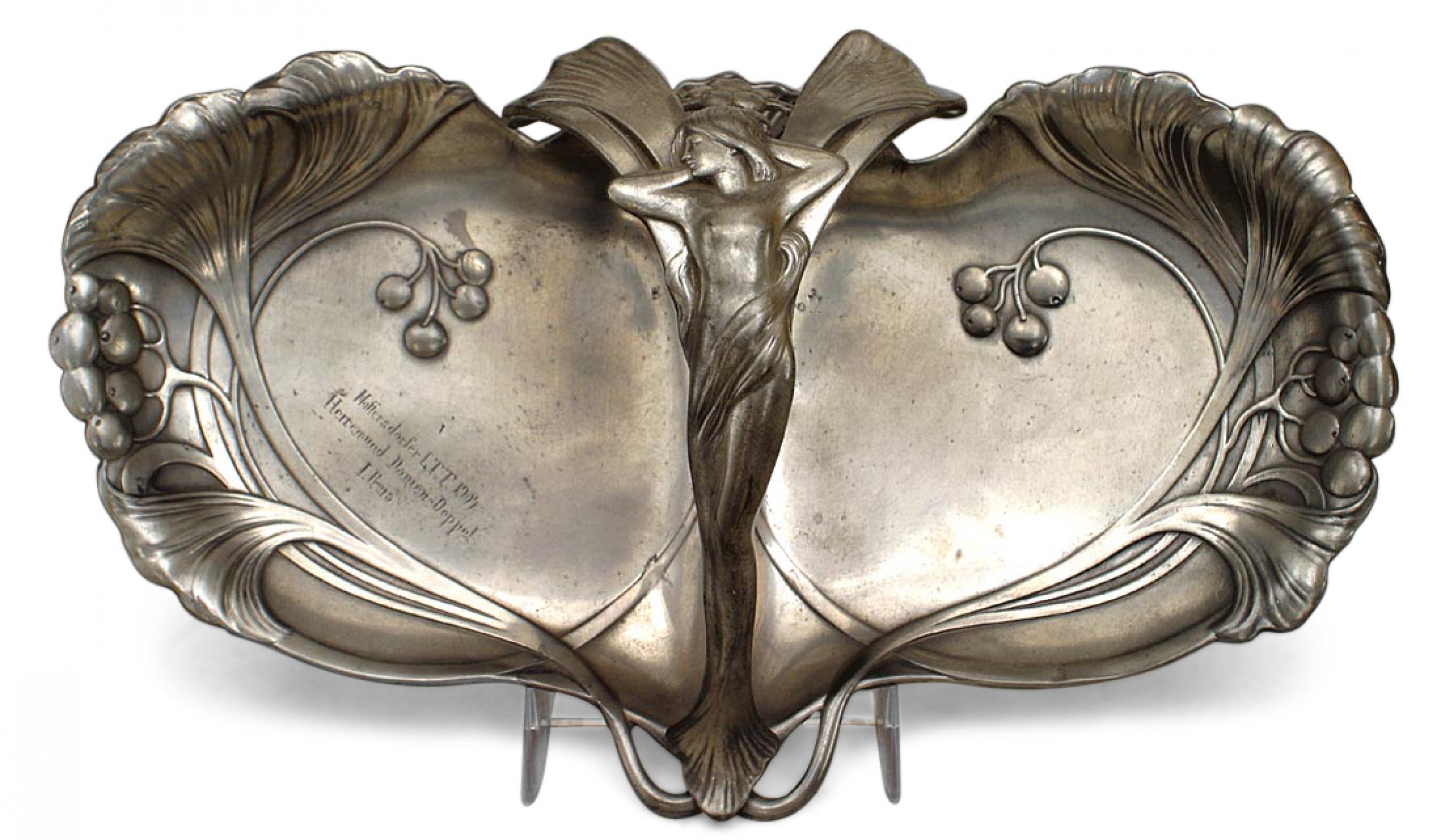 Art nouveau pewter centerpiece