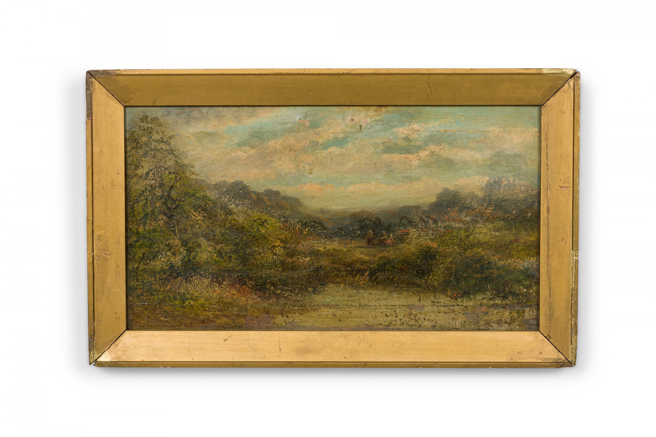 English victorian landscape of trees with figures