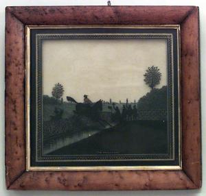 English victorian silhouettes of steeplechase