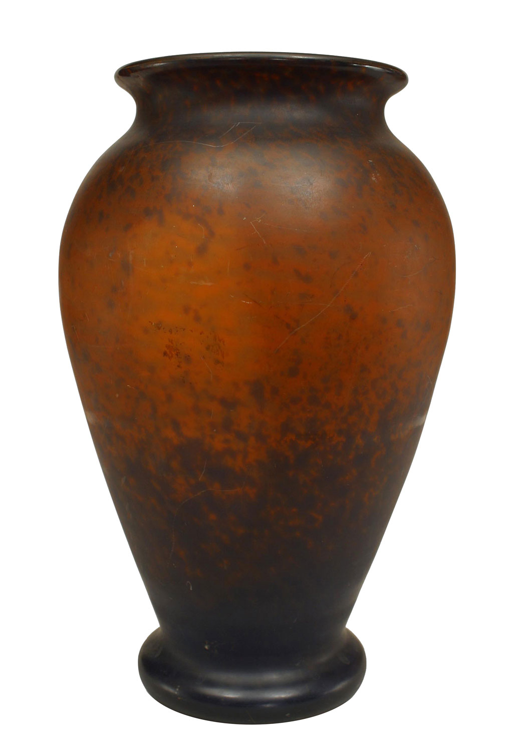 French art nouveau brown speckled glass vase