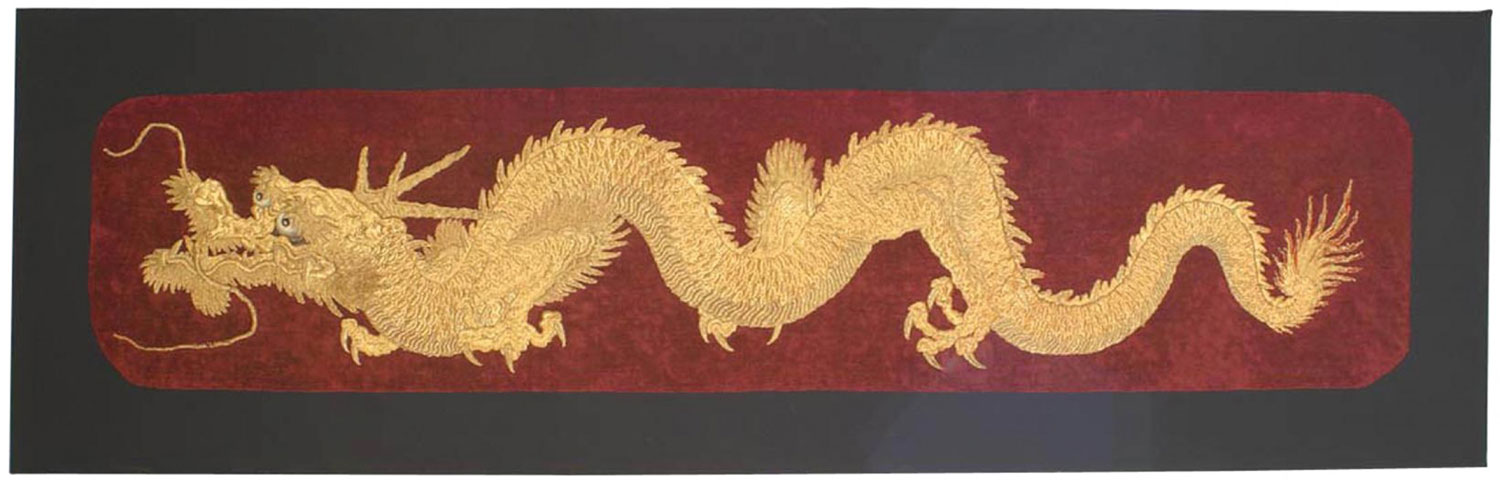 Chinese embroidered dragon wall hanging
