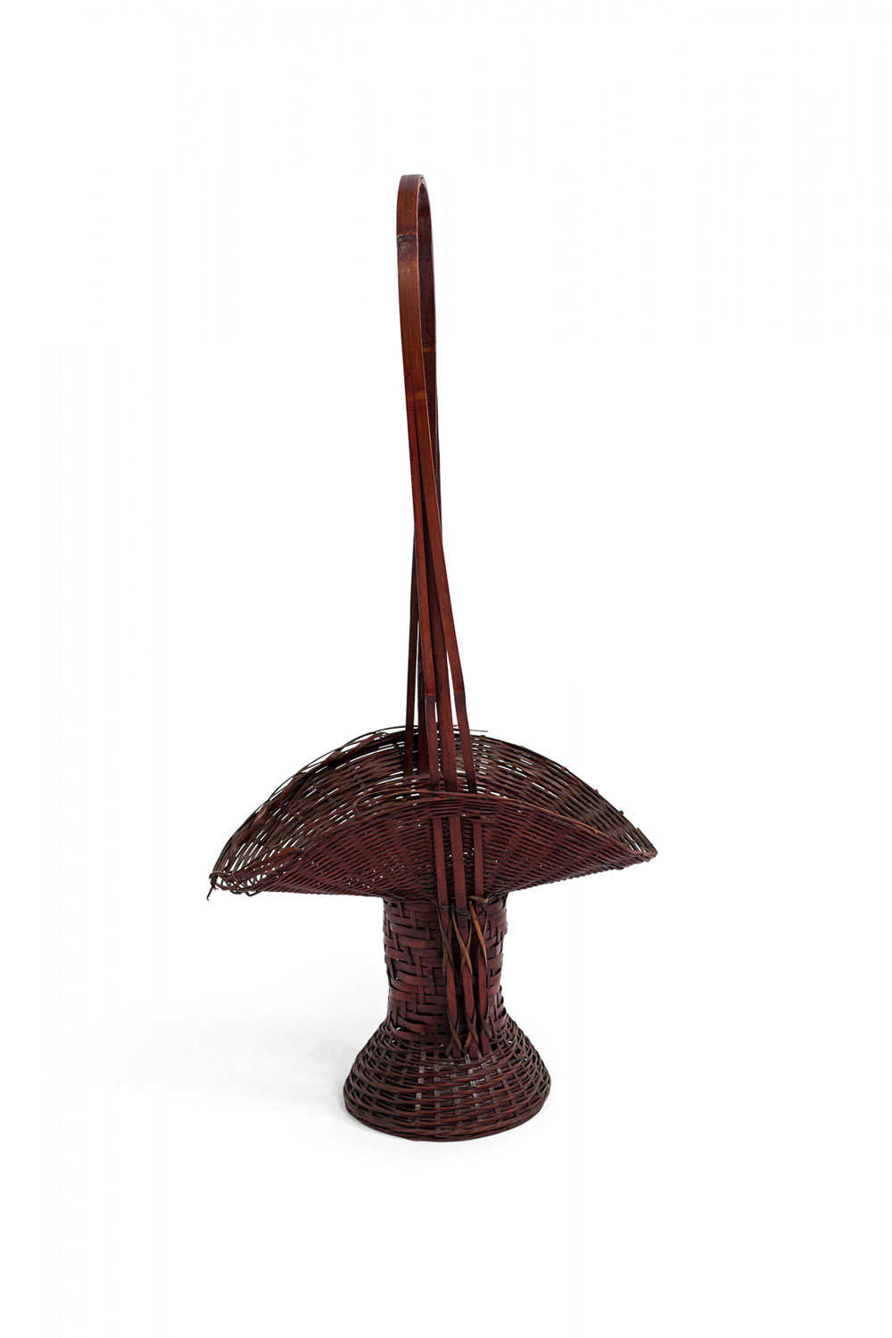 Japanese mission wicker flower basket shaped vase